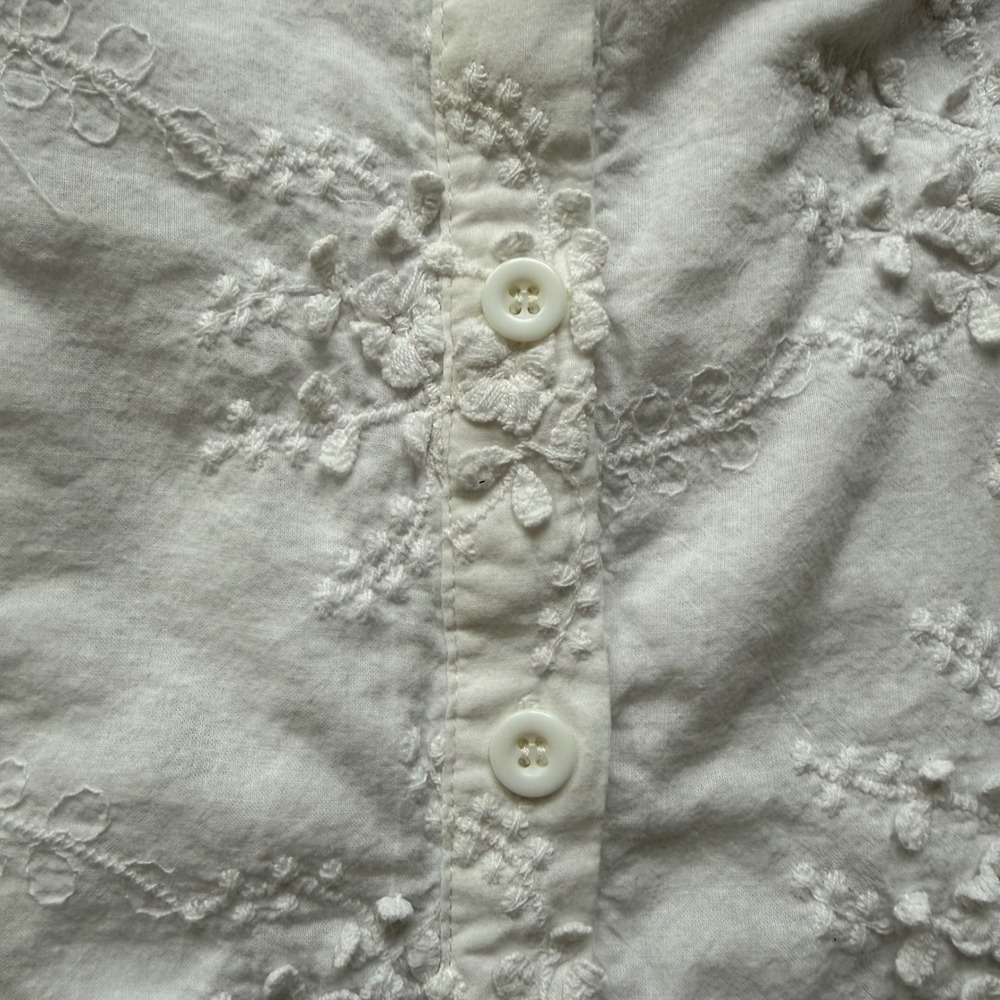 O.P.T Women's White Cotton Babydoll Milkmaid Eyelet Summer Dress Small Romantic - Picture 4 of 16